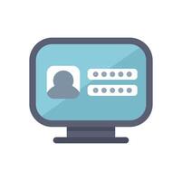 Computer displaying user profile with login and password form vector