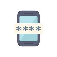 Smartphone showing password protected screen with asterisks for cyber security vector