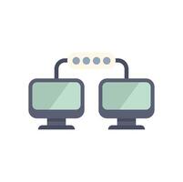 Computers sharing data through cable connection transferring files vector