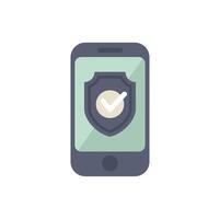 Mobile phone showing security shield with check mark icon vector