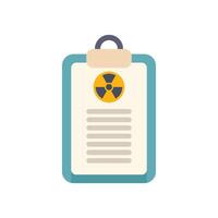 Clipboard showing radioactive contamination document icon vector