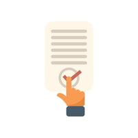 Businessman checking agreement contract document with finger click icon vector