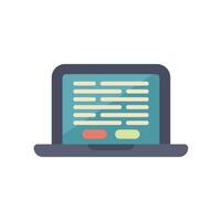 Laptop showing code on screen with buttons for programming vector