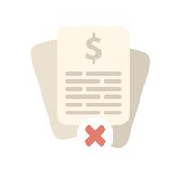 Red cross mark showing disagreement with financial report vector