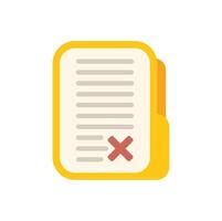 Yellow folder with a document containing an error inside vector
