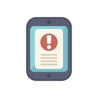 Mobile phone showing warning message on screen vector