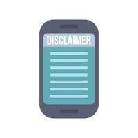 Smartphone showing disclaimer message on screen vector