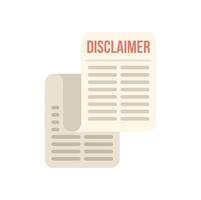 Disclaimer document papers denoting legal warning message vector