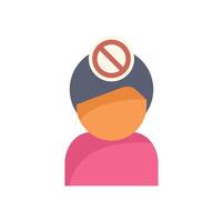 Person avoiding negative thoughts with forbidden sign icon vector