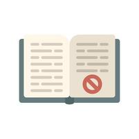 Open book with forbidden sign denoting banned literature concept vector