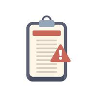 Clipboard showing warning message with exclamation mark icon vector