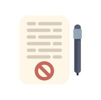 Document with rejected signature and pen flat icon design vector