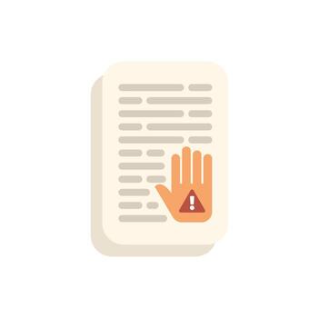 Hand showing stop sign for warning with important contract document vector
