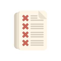 Document containing crossed out list of items icon vector