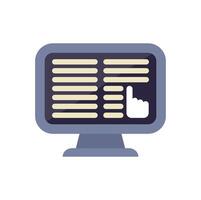 Computer screen displaying online survey and hand cursor clicking button vector