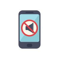 Smartphone showing no sound sign on screen with crossed out speaker icon vector