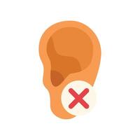 Human ear with red cross mark showing hearing loss concept vector