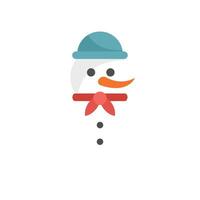 Snowman wearing a hat and scarf smiling in flat design style vector
