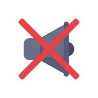 Red cross sign is crossing out the loudspeaker icon vector