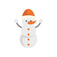 Snowman waving with a red hat and carrot nose vector