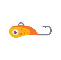 Orange fishing lure with one hook is catching a fish vector