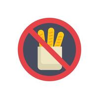 No food or drink allowed symbol with breadsticks in paper bag vector