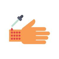 Hand applying antiseptic on injured skin with dropper vector