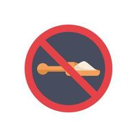 Red sign denoting prohibition of sugar consumption with wooden spoon vector
