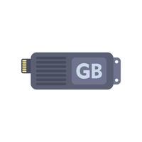 External ssd drive showing gigabyte storage capacity icon vector