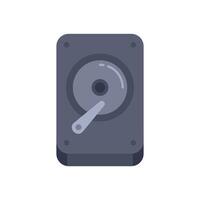 Hard disk drive spinning platter with read write head accessing data icon vector