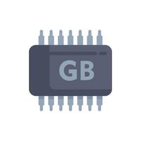 Microchip showing gigabyte storage capacity icon vector