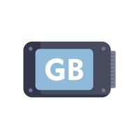 Ssd drive showing gigabyte storage capacity icon vector