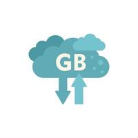 Cloud computing storage downloading and uploading gb data icon vector