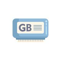 Ram memory module displaying gb gigabyte capacity icon sign symbol vector