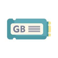 Ssd card showing gigabyte storage space icon vector