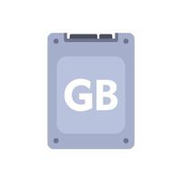 Solid state drive ssd icon showing gb gigabyte storage capacity vector
