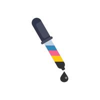Eyedropper filled with cmyk process inks dropping black ink vector