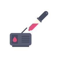 Pipette dropping blood sample into blood glucose meter for diabetes control vector
