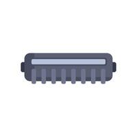 Blue harmonica lying horizontally showing its metallic side vector