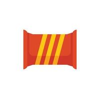 Red flow pack packaging showing three yellow stripes for branding vector