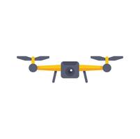 Yellow drone with camera taking pictures from above vector