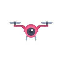 Pink camera drone flying with four propellers vector