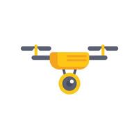 Yellow drone hovering with camera ready to film vector
