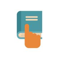 Hand pointing at book cover for education and knowledge vector