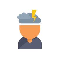 Person experiencing brainstorm with lightning cloud above head vector