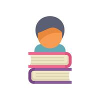 Student studying with stack of books for education icon vector