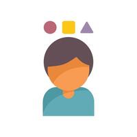 Young man thinking with shapes floating over head vector