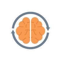 Circular arrow surrounding brain for brainstorming concept vector