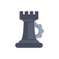 Chess rook piece combining with a gear in modern flat design vector