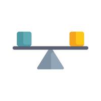 Balance scale comparing different weights with cubes balancing on seesaw vector